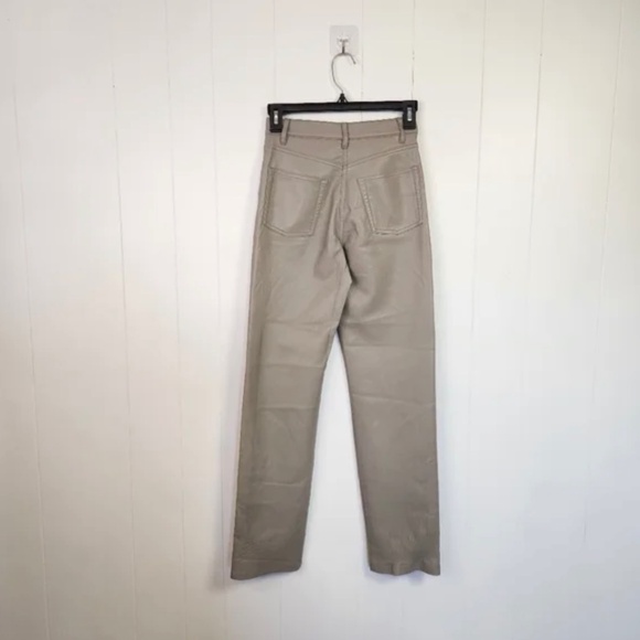 Wilfred Aritzia Faux Vegan Leather Melina Pants High Rise Straight Leg Tan Xs - Picture 3 of 7